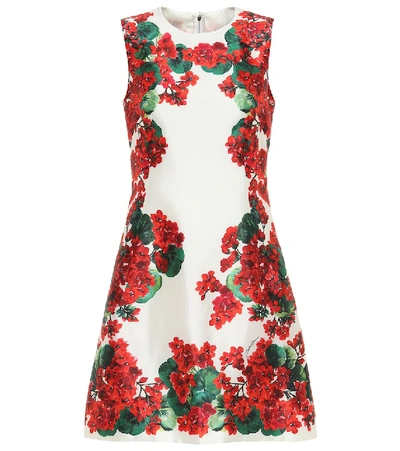 Shop Dolce & Gabbana Floral Silk Minidress In Red