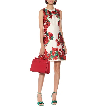 Shop Dolce & Gabbana Floral Silk Minidress In Red