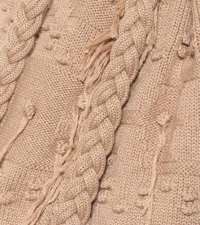 Shop Alanui Wool, Silk And Cashmere Cardigan In Beige