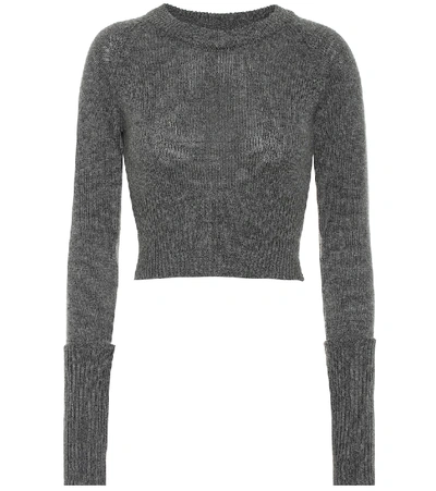 Shop Prada Cropped Cashmere Sweater In Grey