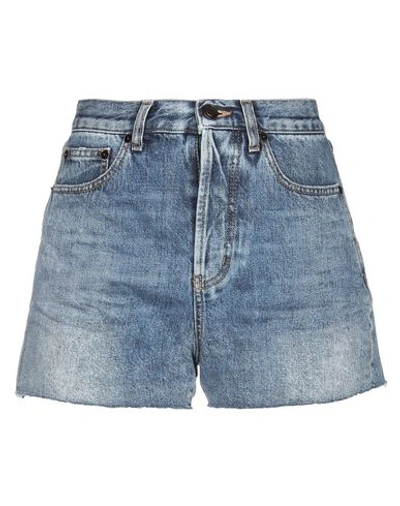 Shop Saint Laurent Woman Denim Shorts Blue Size 28 Cotton, Polyester