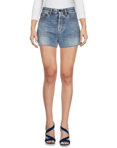 Shop Saint Laurent Woman Denim Shorts Blue Size 28 Cotton, Polyester