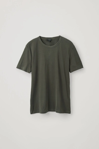 Shop Cos Brushed Cotton T-shirt In Green