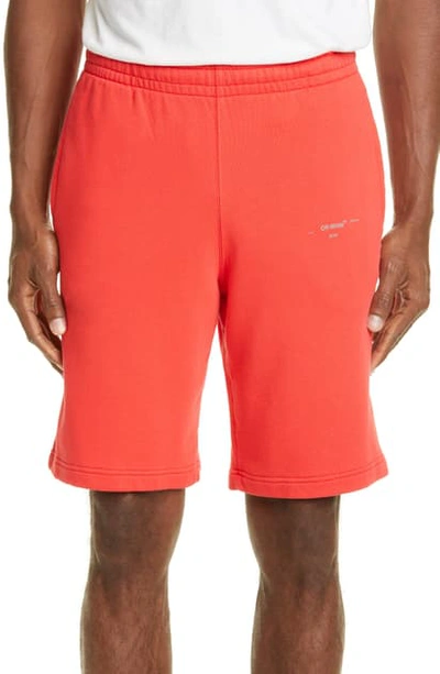 Shop Off-white Unfinished Sweat Shorts In Red Silver