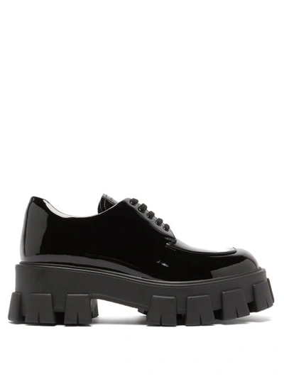 PRADA Exaggerated-sole patent-leather derby shoes 