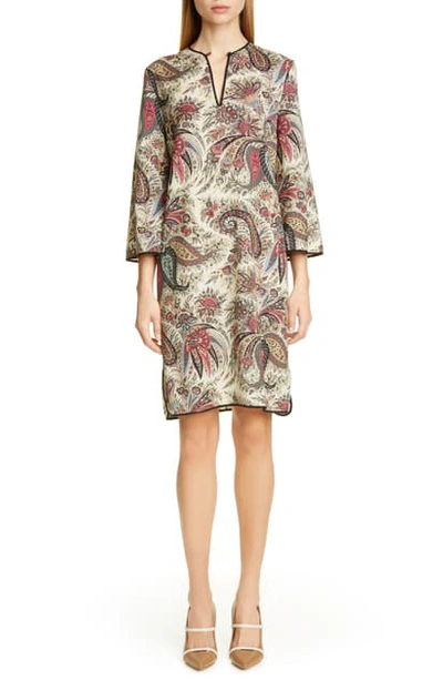 Shop Etro Paisley Print Wool Shift Dress In Multi