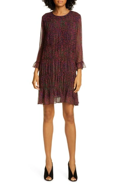 Shop Ba&sh Grace Ruffle Detail Chiffon Shift Dress In Purple