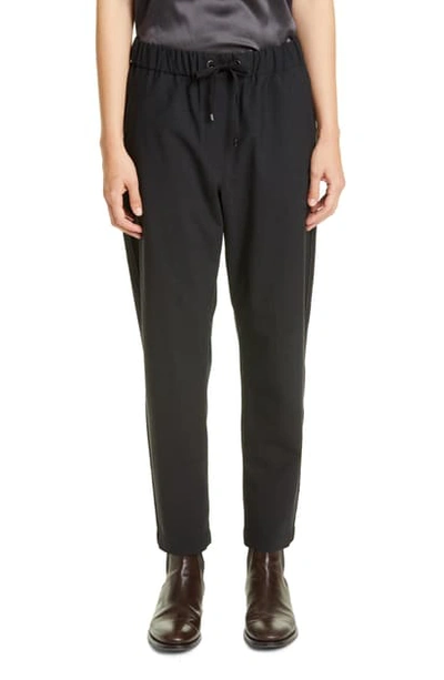 Shop Brunello Cucinelli Monili Side Stripe Wool Blend Track Pants In Onyx