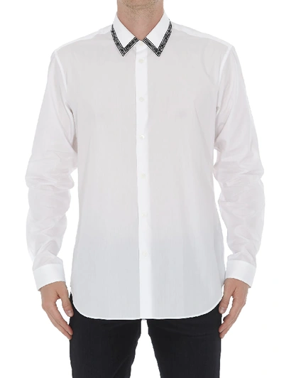 Shop Versace Logo Collar Shirt In White