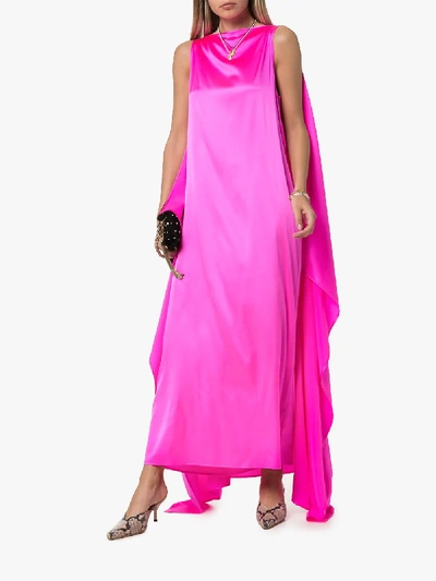 Shop Bernadette Judy Sleeveless Silk Cape Dress In Pink
