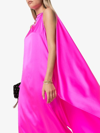Shop Bernadette Judy Sleeveless Silk Cape Dress In Pink