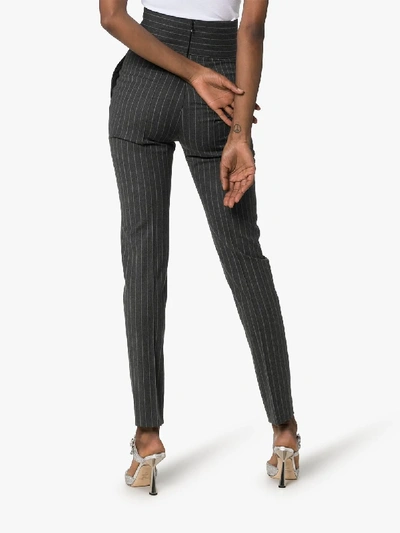 Shop Alexandre Vauthier High Waist Pinstripe Trousers In Grey