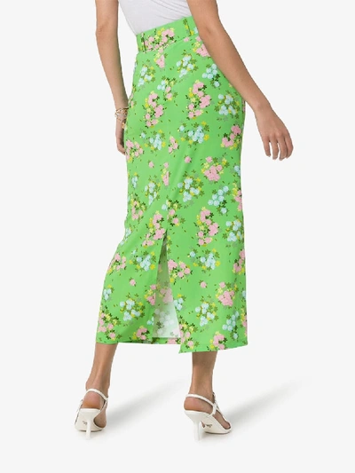 Shop Bernadette Floral Midi Skirt In Green