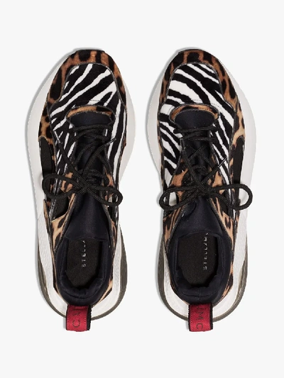Shop Stella Mccartney Brown Eclypse Leopard And Zebra Print Low Top Sneakers In Black