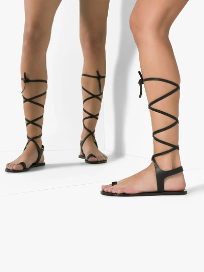 Shop Atp Atelier Candela Leather Sandals In Black