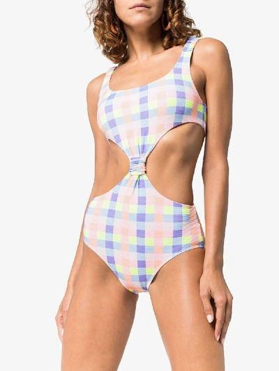 Shop Paper London Barbuda Cutout Gingham Swimsuit In Orange