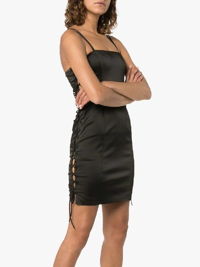 Shop Ben Taverniti Unravel Project Unravel Project Fitted Lace-up Mini Dress In Black