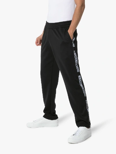 Shop Moschino Logo Trim Sweatpants In Black