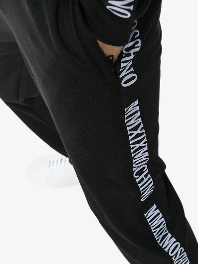 Shop Moschino Logo Trim Sweatpants In Black