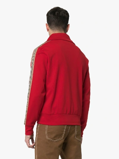 Shop Burberry Icon Stripe Detail Track Jacket In Red