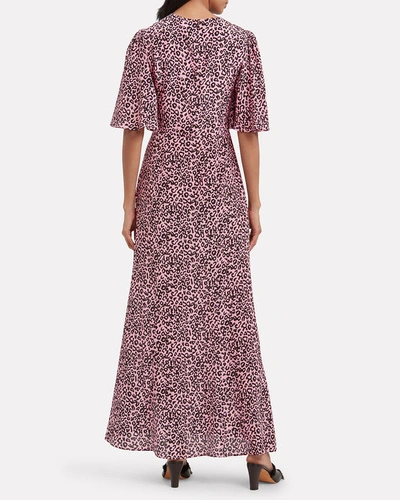 Shop Les Rêveries Les Reveries Tie Front Leopard Silk Dress In Multi