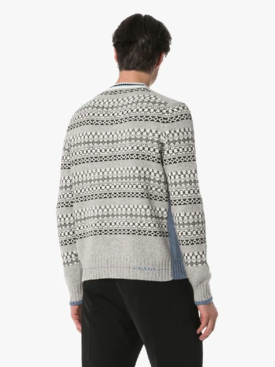 Shop Prada Pullover Mit Jacquardmuster In Grey