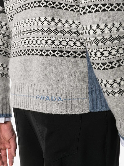 Shop Prada Pullover Mit Jacquardmuster In Grey