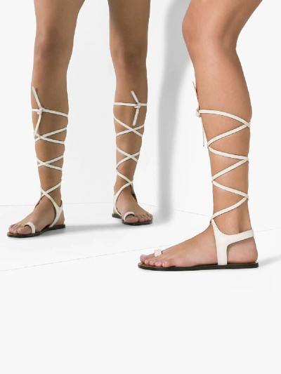 Shop Atp Atelier White Candela Leather Sandals