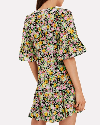 Shop Les Rêveries Ruffle Sleeve Mini Dress In Multi