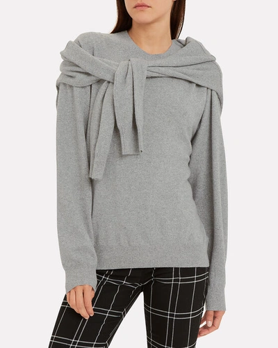 Shop Alexander Wang Wool & Cashmere Tie Shoulder Sweater In Grey