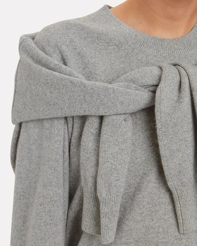 Shop Alexander Wang Wool & Cashmere Tie Shoulder Sweater In Grey