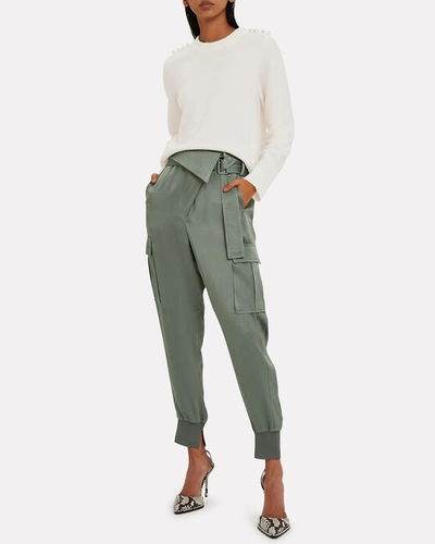 Shop 3.1 Phillip Lim / フィリップ リム Satin Foldover Waist Joggers In Green