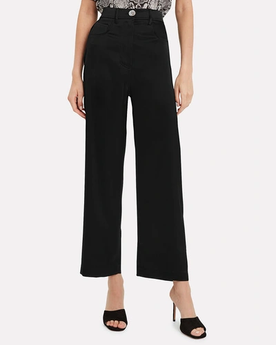 Shop Nanushka Marfa Satin Wide Leg Pants In Black