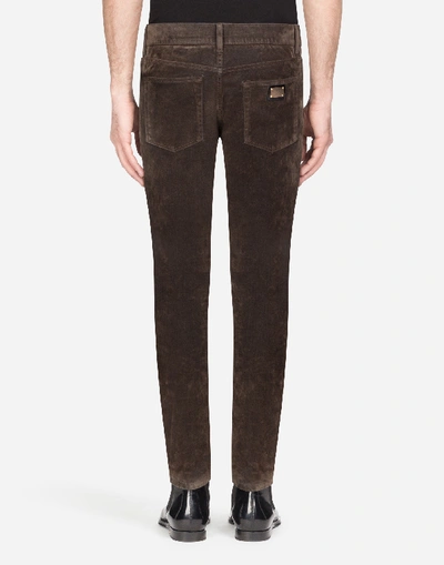 Shop Dolce & Gabbana Five-pocket Pants In Stretch Cotton In Brown