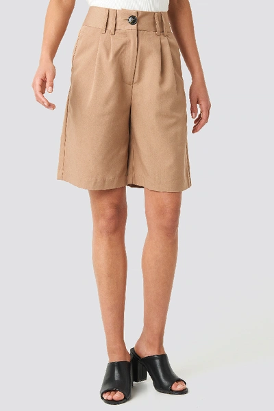 Shop Na-kd Classic Wide Bermuda Shorts - Brown In Camel