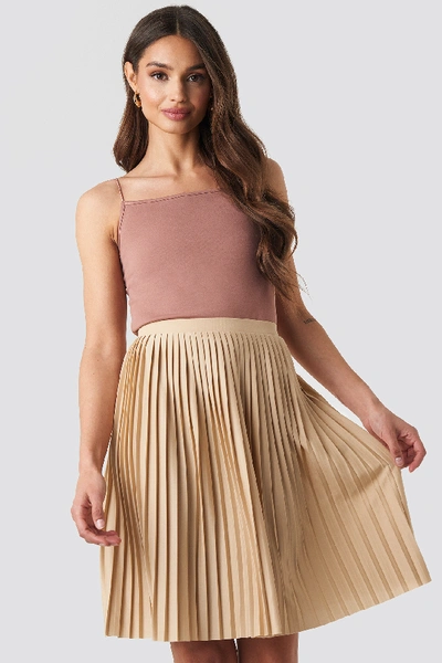 Shop Na-kd Short Pleated Skirt Beige