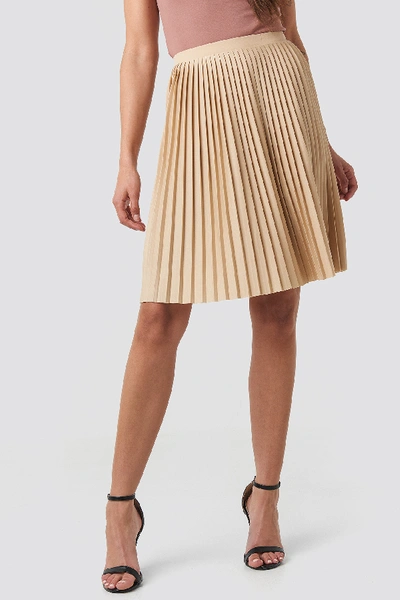 Shop Na-kd Short Pleated Skirt Beige