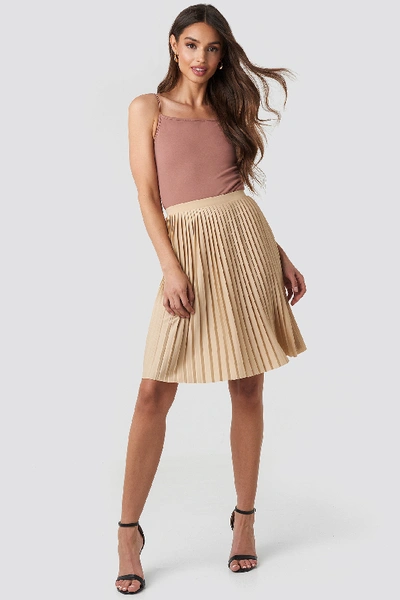 Shop Na-kd Short Pleated Skirt Beige