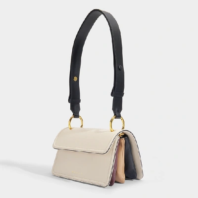 Shop Marni Beat Bag In Green Leather In Beige