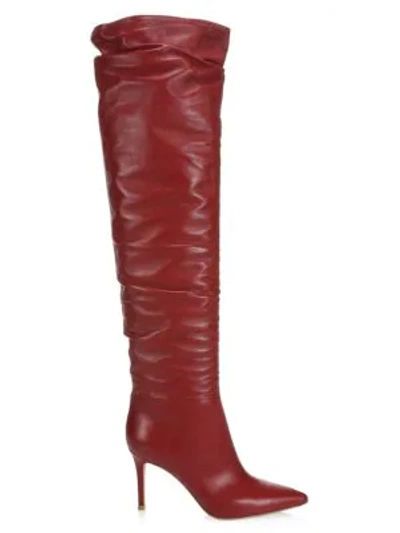 Shop Gianvito Rossi Valeria Over-the-knee Leather Boots In Syrah