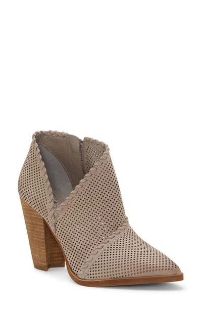 Shop Vince Camuto Lamorna Perforated Pointy Toe Bootie In Elephant Leather