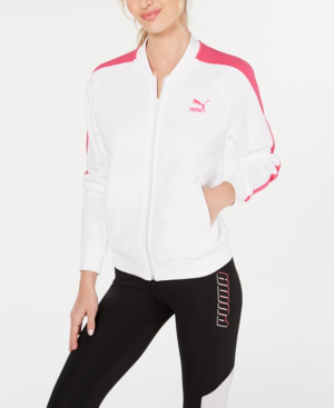 Puma Classic T7 Relaxed Track Jacket In White/bright Pink | ModeSens