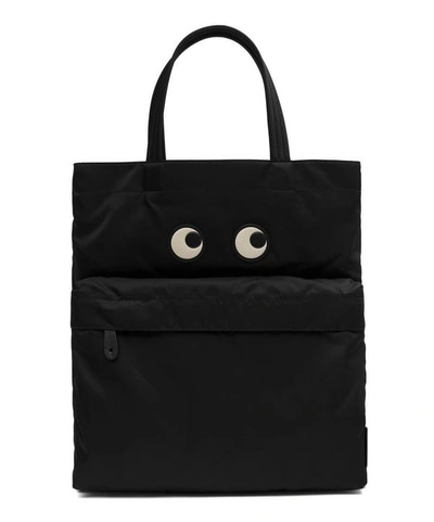 Shop Anya Hindmarch Eyes Portrait Nylon Tote Bag In Black
