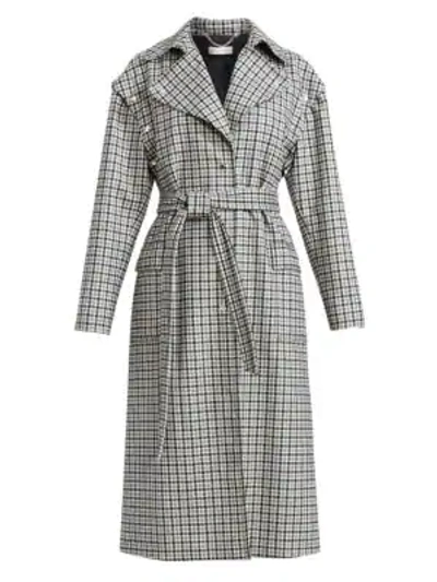 Shop Altuzarra Fisher Plaid Trench Coat In Black White