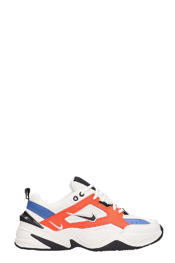 Nike M2k Techno Sneakers White And Orange Leather | ModeSens