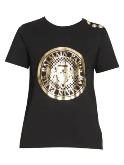 Shop Balmain Women's Coin Tee In Black