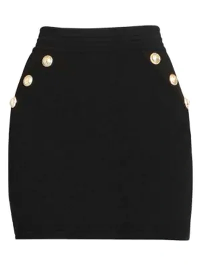 Shop Balmain Knit Diamond Mini Skirt In Black