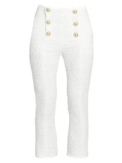 Shop Balmain Women's Cropped Tweed Sailor Pants In White