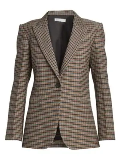 Shop Victoria Beckham Single Breasted Plaid Jacket In Black Orange