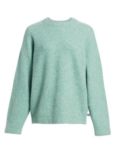 Shop Alexander Wang T Oversize Wool-blend Crewneck Sweater In Sea